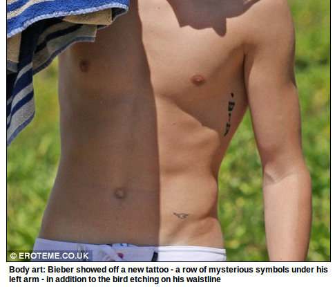 what is justin bieber tattoo supposed to be. visit by Justin Bieber to