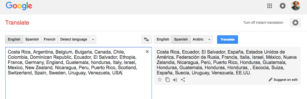 translate english to spanish bing