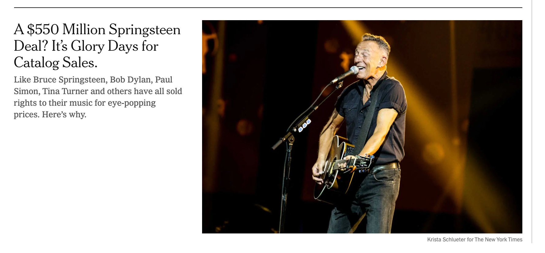 A $550 Million Springsteen Deal? It's Glory Days for Catalog Sales. - The  New York Times