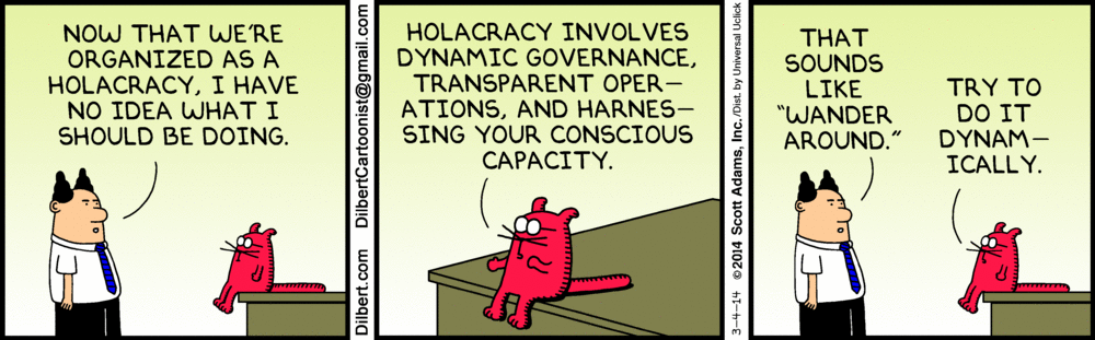 Dilbert comic about holacracy