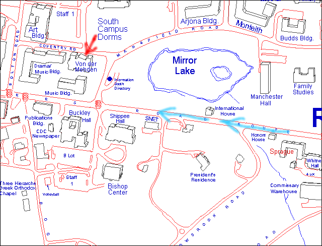 Location of von der Mehden Hall